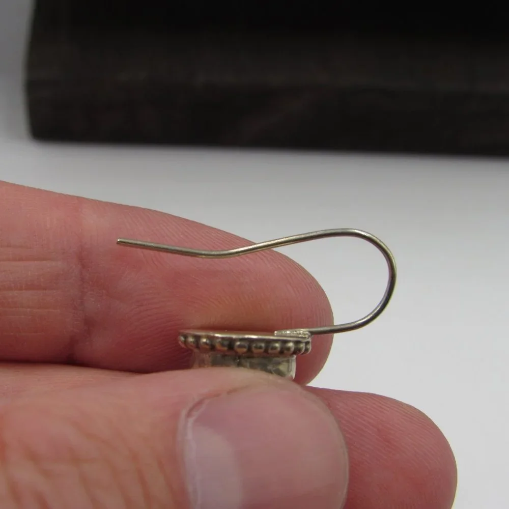 Sterling Silver Rustic Unknown Material Earrings - Picture 4 of 6